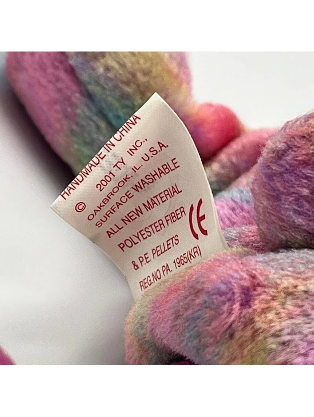 September Birthday Bear Vintage 2001 Ty Beanie Babies Tie Dye MWMT Tag Protector